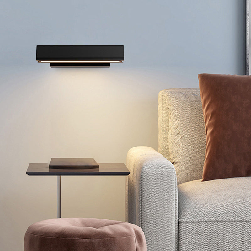 Minimalist Black Rectangular LED Wall Mounted Reading Light for Bedroom