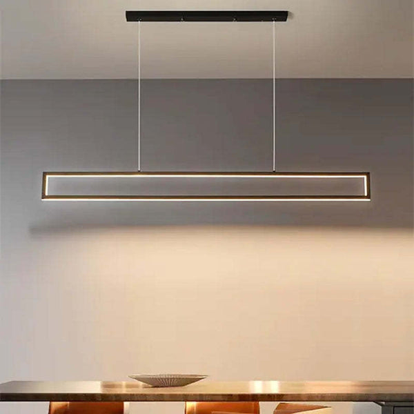 Minimalist Long Rectangular Pendant Light Metal Dimmable for Dining Room