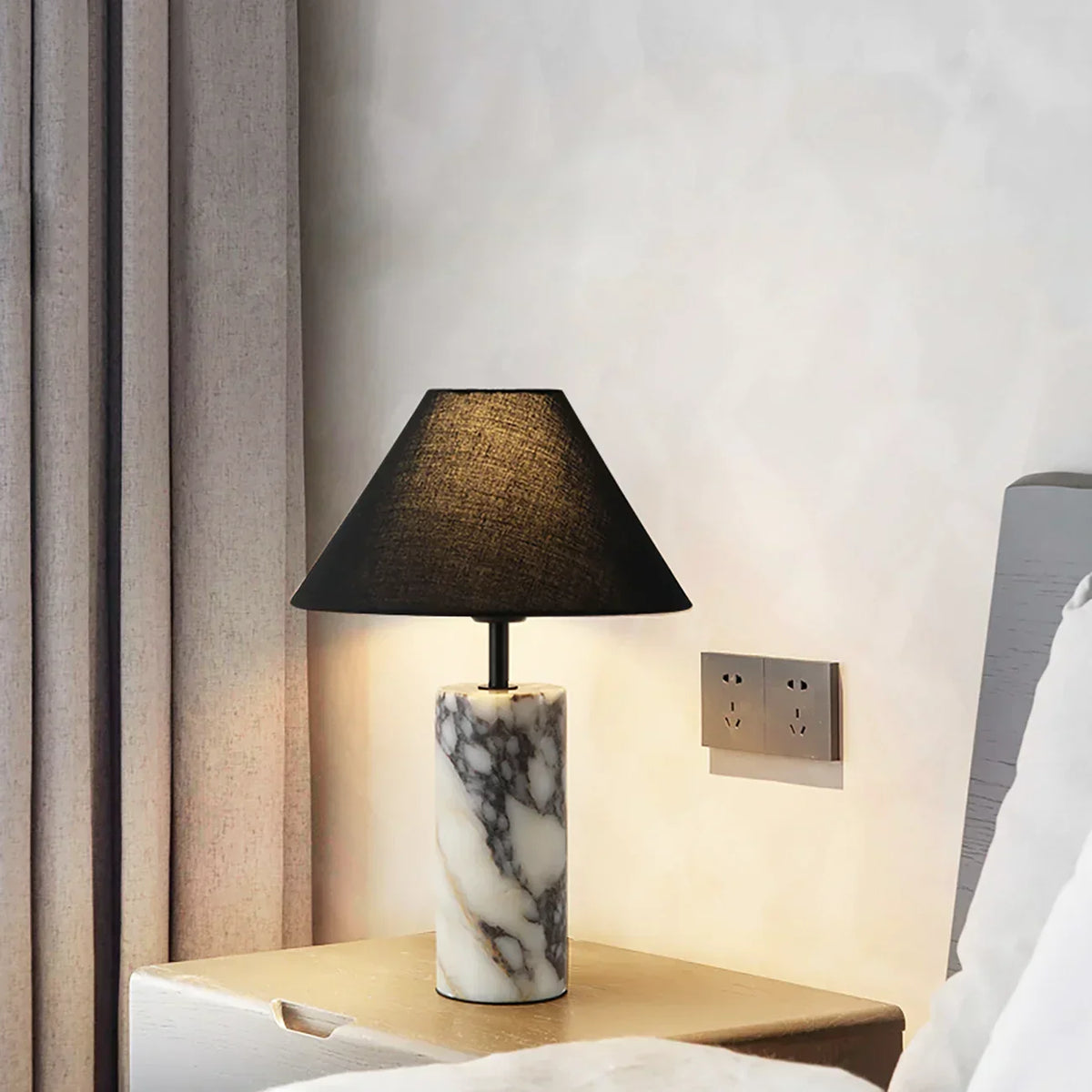 Fabric Marble Table Lamp