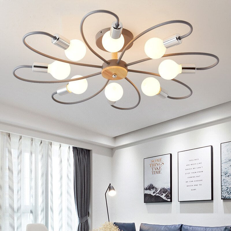 Arisha Elegant Metal/Glass Flush Mount Ceiling Light, Grey/Green