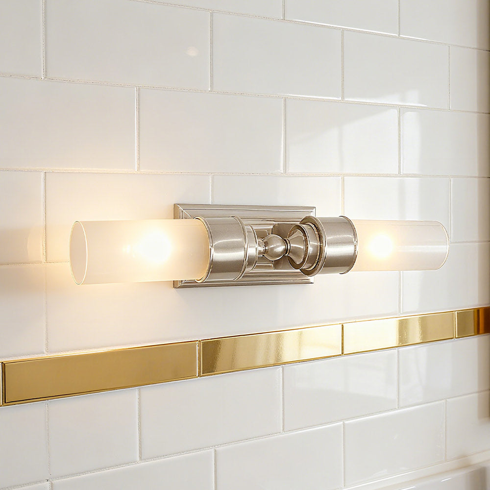 Elite Double Glass Contemporary Tube Wall Sconce