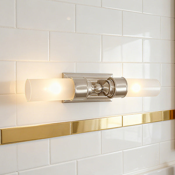 Elite Double Glass Contemporary Tube Wall Sconce