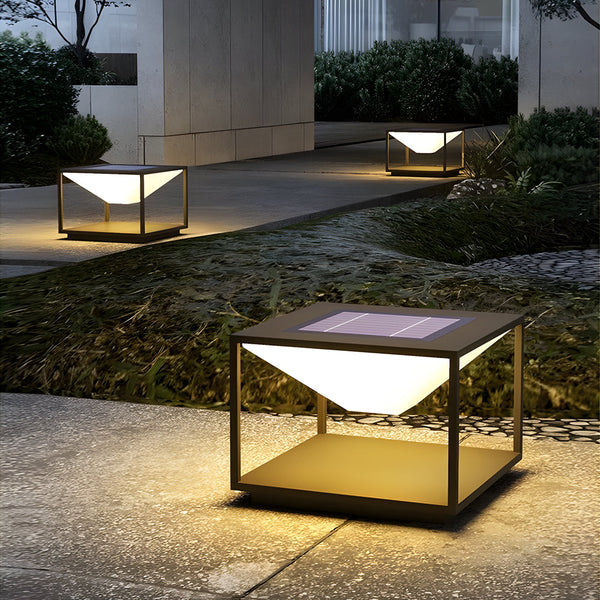 Ezran Square Stainless Steel Outdoor Pillar Light