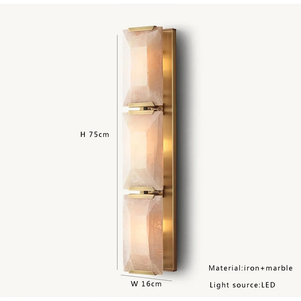 Gold Triple Calcite & Brass Wall Sconce | CLUG03