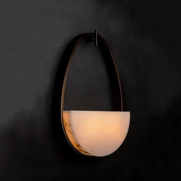 Half Moon Alabaster & Bronze Wall Sconce | CLTFS025