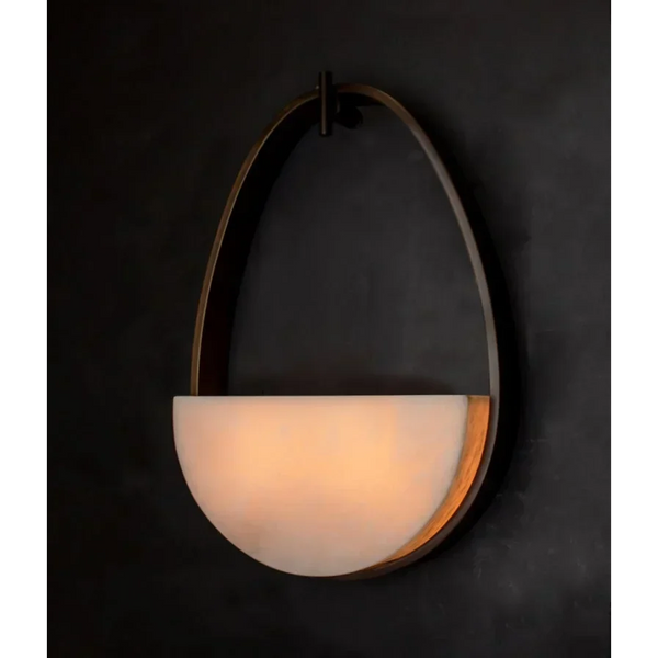 Half Moon Alabaster & Bronze Wall Sconce | CLTFS025