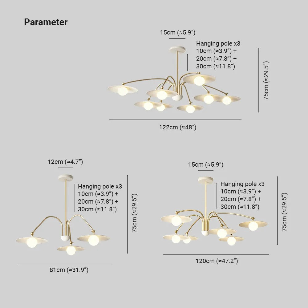 Arisha Minimalist Blown Metal Pendant Light, White/Gold