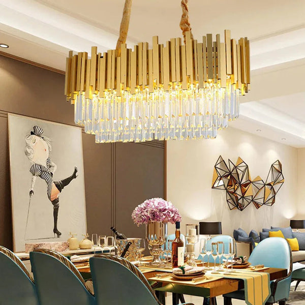 Kristy Nordic Postmodern Luxury Gold Crystal Chandelier for Dining Room & Living Room