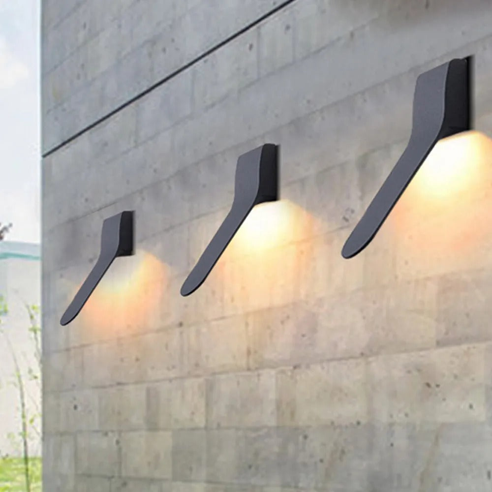 Ray Minimalist Tilt Linear Metal Outdoor Wall Lamp, Black