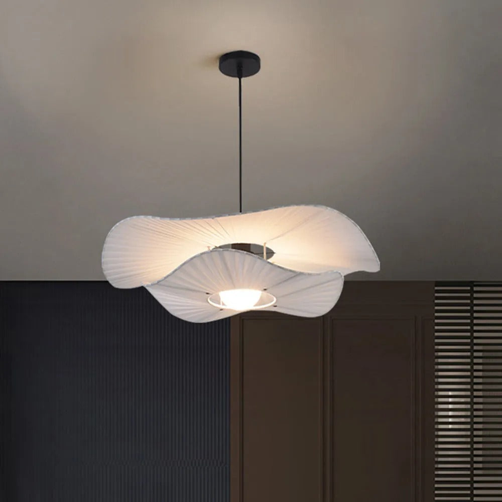 Ritta Modern Nordic Cloth/Metal Shell Pendant Light, White