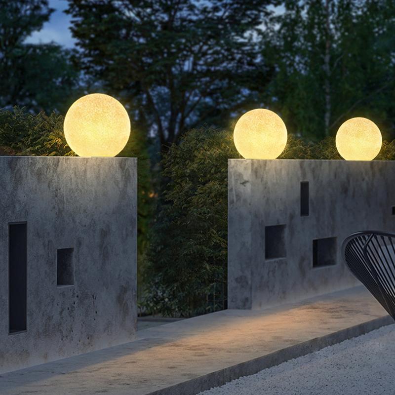 Lucoaine Round Ball Moon Modern Resin Outdoor Light
