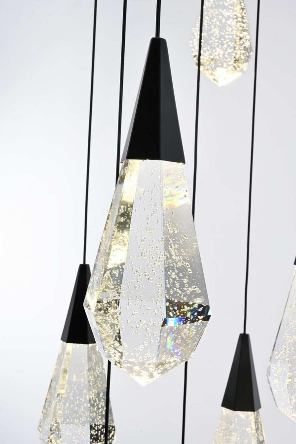 Zoruvyx Cluster Crystal Pendant Light Staircase