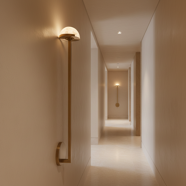Linear Brass & Alabaster Wall Sconce | CL0246CH