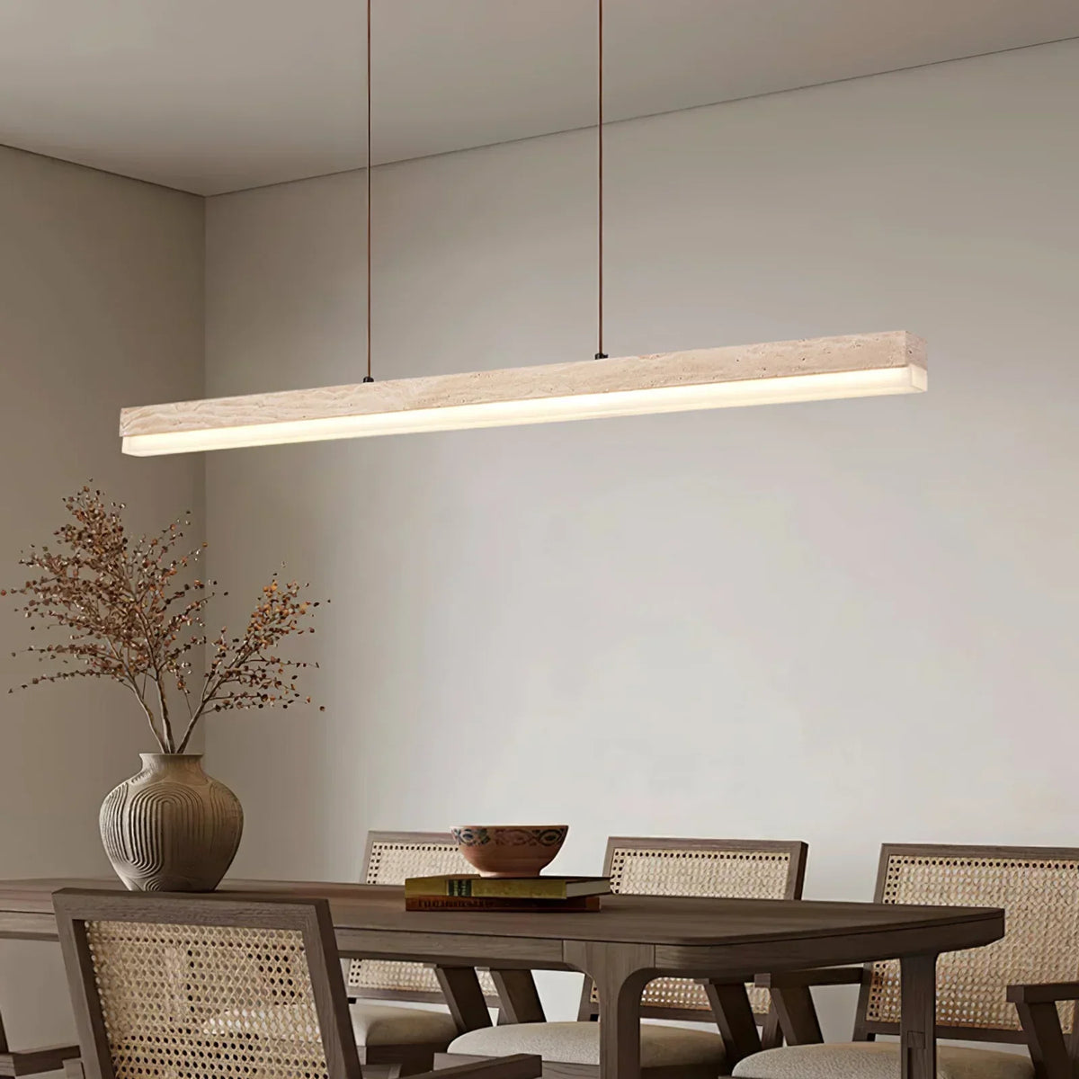 Linear Ecliptic Beam Travertine Pendant Lamp