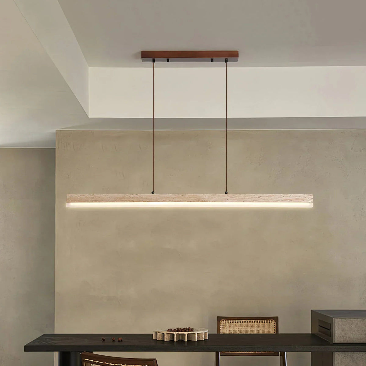 Linear Ecliptic Beam Travertine Pendant Lamp