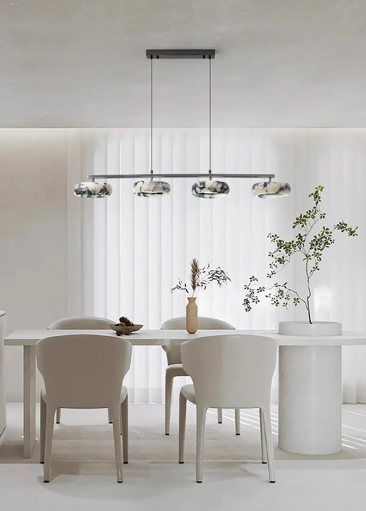 Linear Marble Ring Pendant Light