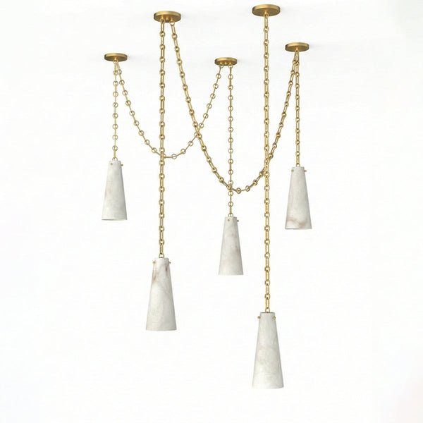 Vintage Alabaster Cluster Chandelier