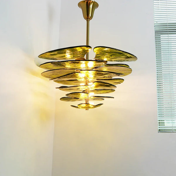 Leaf Lilypad Glass Chandelier
