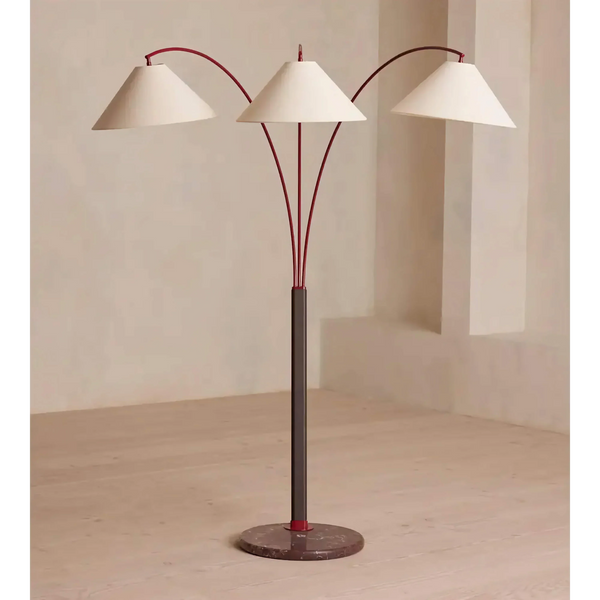 Triple-Arm Marble & Linen Floor Lamp | CLPSK025