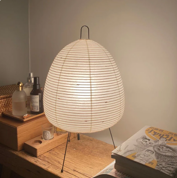 Scandinavian Paper Table Lamp White for Living Room, Anti-Glare