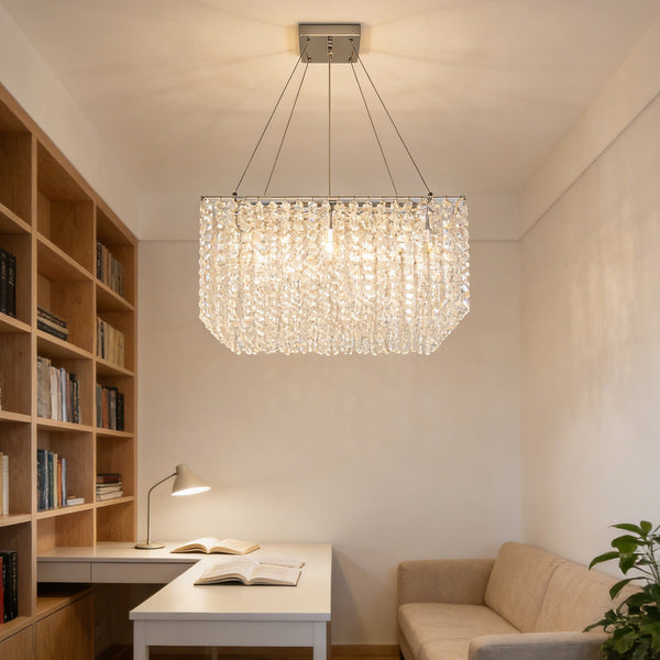 Modern Rectangular Crystal Chandelier