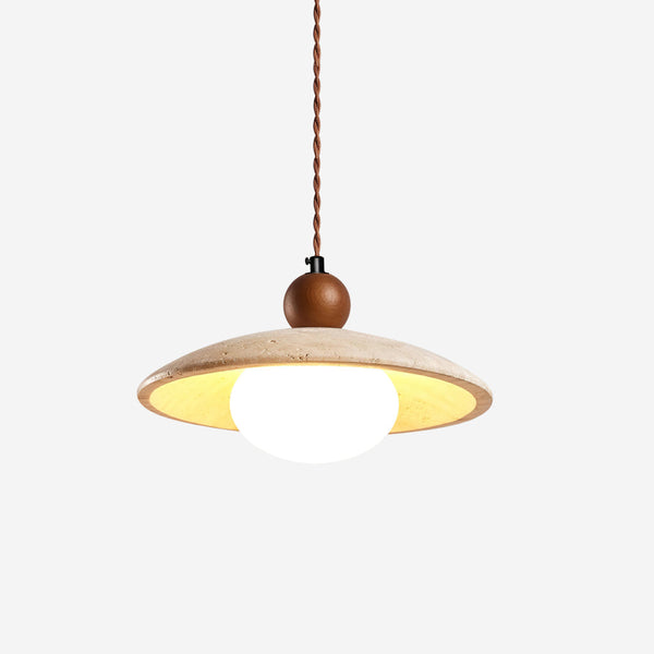Travaro Travertine Pendant Light with Wooden Accent