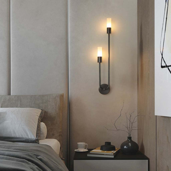 LED Wall Sconce Light Stylish Art Deco Candle, Brass / Black