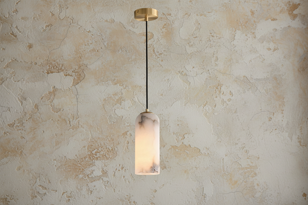 Alabaster Column Pendant | Brass | CLJUP49