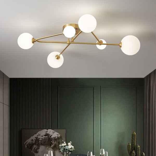 Lysvit Linear Glass Semi Flush Mount Ceiling Light