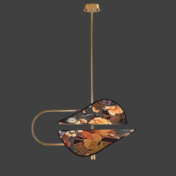 Floral Fabric & Brass Pendant | Blue | CLFTAKI551