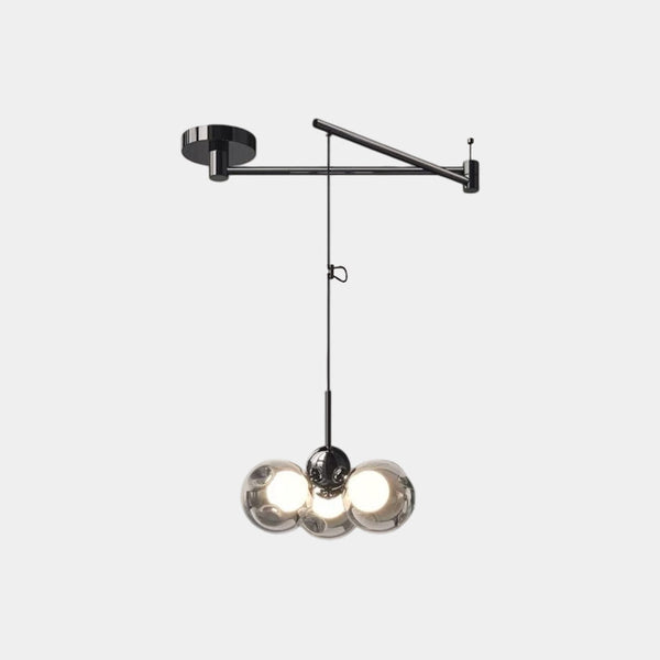 Swing Arm Pendant Light 360° Adjustable 3-Light Glass Globe