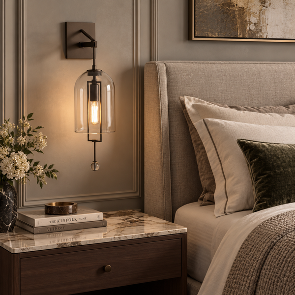 Glass Bell Wall Sconce | Black or Bronze | CLKS8501