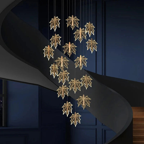 Bely Nordic Gold Long Stairwell Chandelier - Ceiling Light