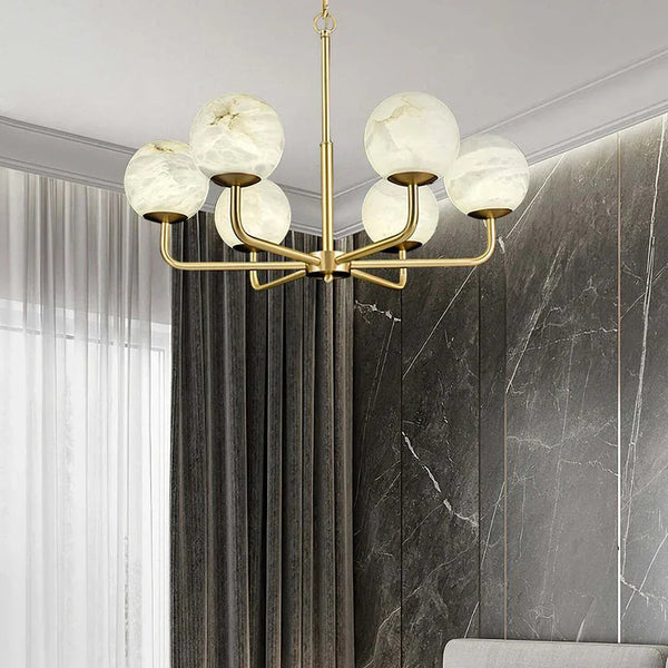 Gold Alabaster Round Chandelier