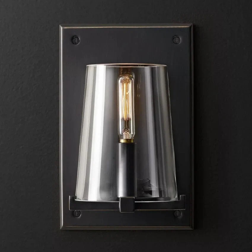 Black Glass & Stainless Steel Wall Sconce | CLHG8250B