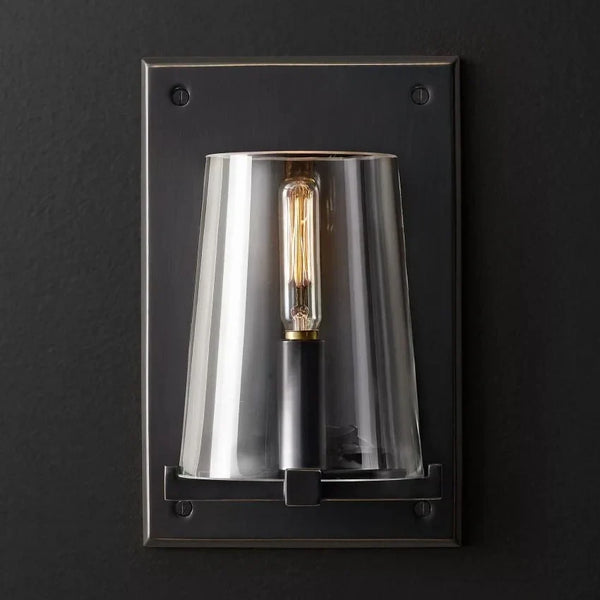Black Glass & Stainless Steel Wall Sconce | CLHG8250B