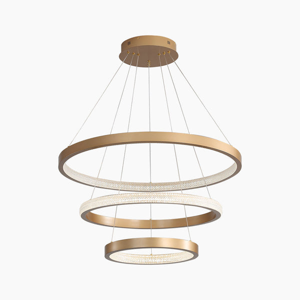 Chandelier Luxurious Halo Hanging Modern LED with Multiple Rings, Gold