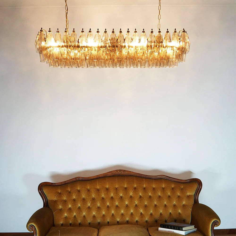 Elegant Smoked Murano Poliedri Chandelier