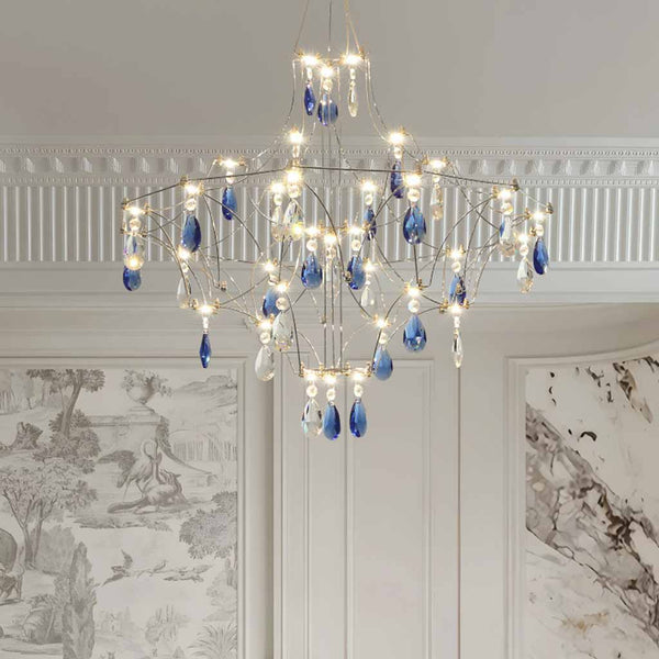 Chandelier Ambient Shiny Mira Blue Crystal LED