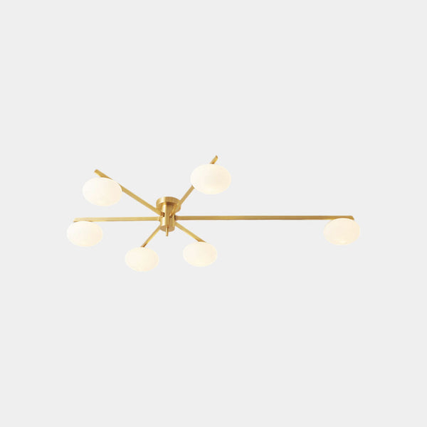 Semi-Flush Ceiling Light Modern Brass Glass Globe, Black / Gold
