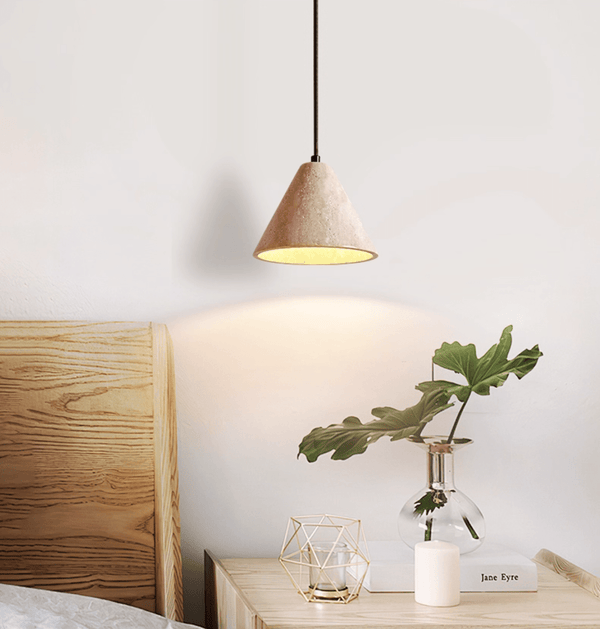 Solis Cone Travertine Pendant Lamp