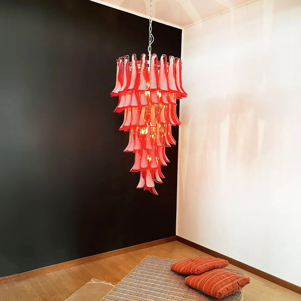 Spiral Red Glass Petals Chandelier