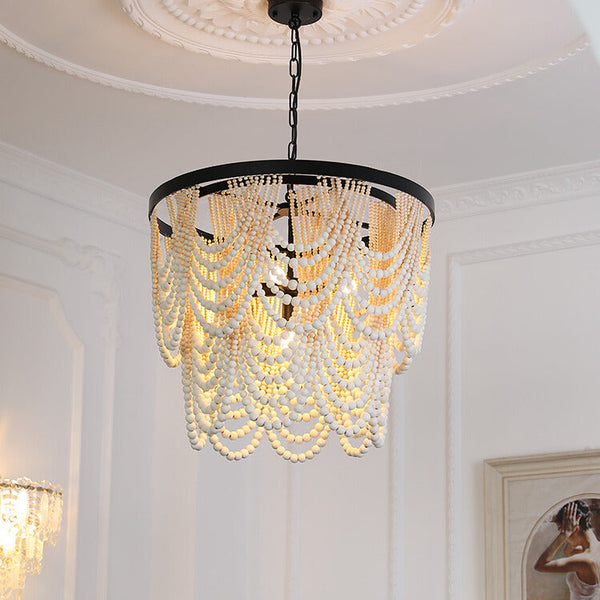 Silva LED Pendant Lights Rust Wood Living Room Badroom