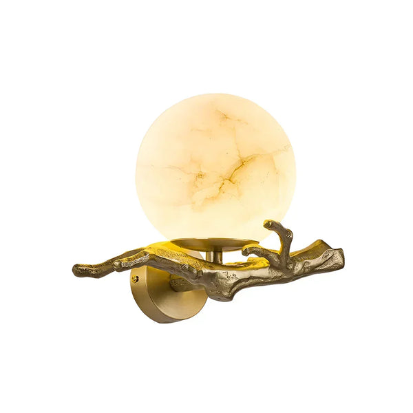 Retro Brass Twigs Alabaster Wall Lamp