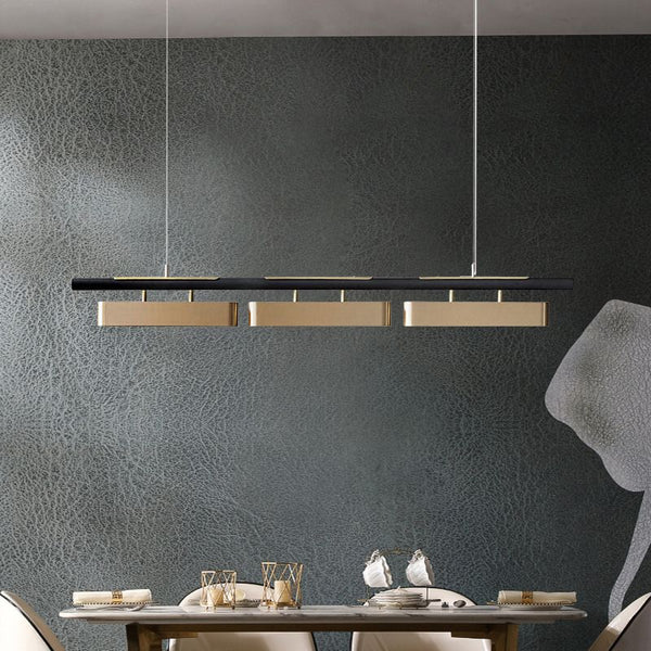 Arisha Pendant Light Rectangular Modern, Metal, Black/Brass, Office