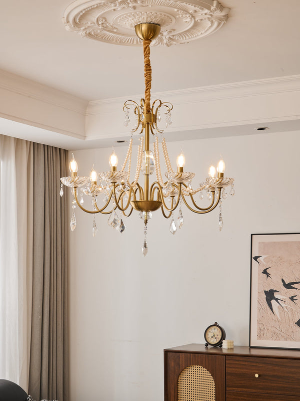 Evaria Crystal Pearl Chandelier