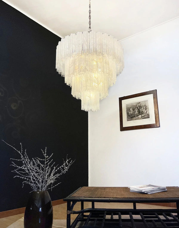 White Glass Tubes Chandelier