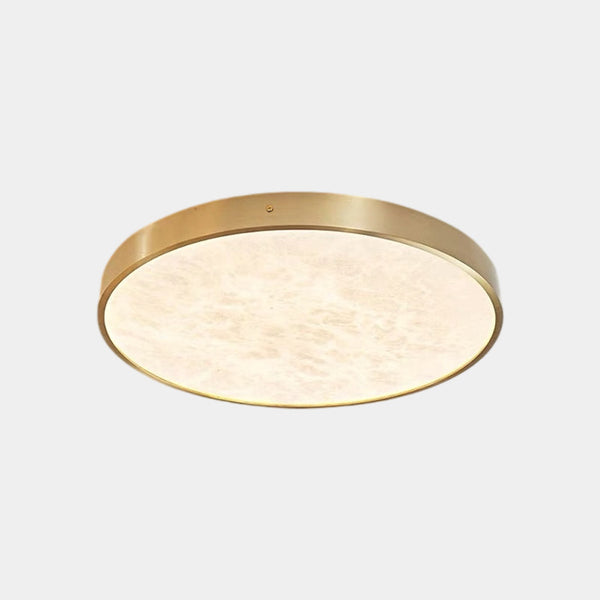 Round Brass Alabaster Ceiling Light Flush Mount