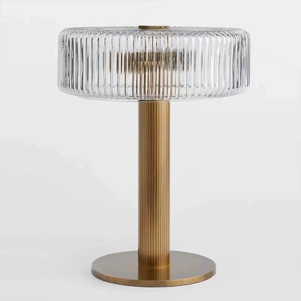 Vintage Ribbed Glass & Brass Table Lamp | CL417