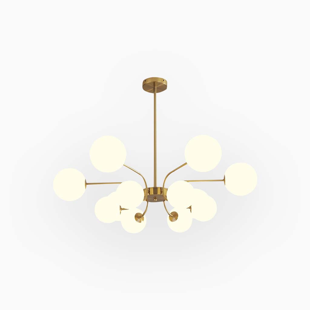 Chandelier Modern Nordic Sputnik Glass Globe, Chrome/Gold